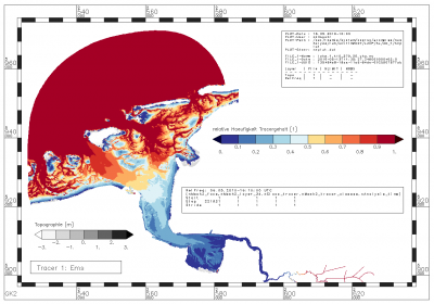 Relative Häufigkeit, mit der der Gehalt an Tracern aus der Ems im Bereich zwischen 0.000000 [-] und 0.001778 [-] liegt