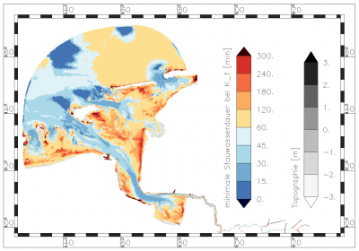 Minimaler Wert der Stauwasserdauer bei Flutstromkenterung im Analysezeitraum