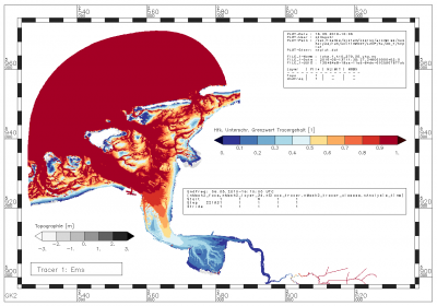 Relative Häufigkeit, mit der der Gehalt an Tracern aus der Ems den Grenzwert 0.0247 [-] unterschreitet