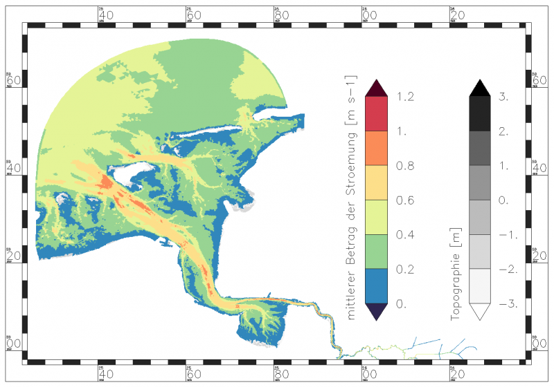 Mean magnitude of current velocity within the period of data analysis.