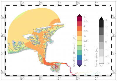 maximum value of flood tide rise within the period of data analysis