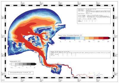 time span for which the suspended sediment value lies above 0.0208 kg/m**3