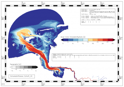 time span for which the suspended sediment value lies above 0.0658 kg/m**3