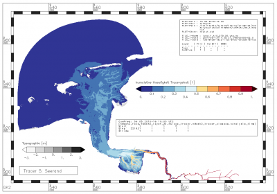 cumulative frequency with which the tracer from the North Sea is in the range between 0.0 [-] and 0.001778 [-]