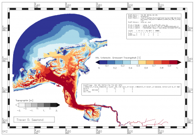 frequency with which the value of tracer from the North Sea lies below the tracer limit of 0.43925 [-]