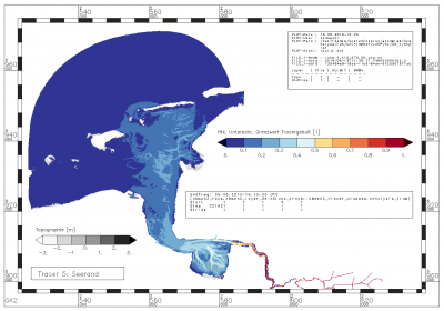 frequency with which the value of tracer from the North Sea lies below the tracer limit of 0.000889 [-]