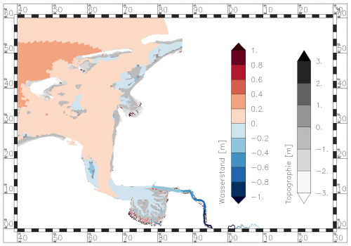 Water level underlaid with subgrid topography